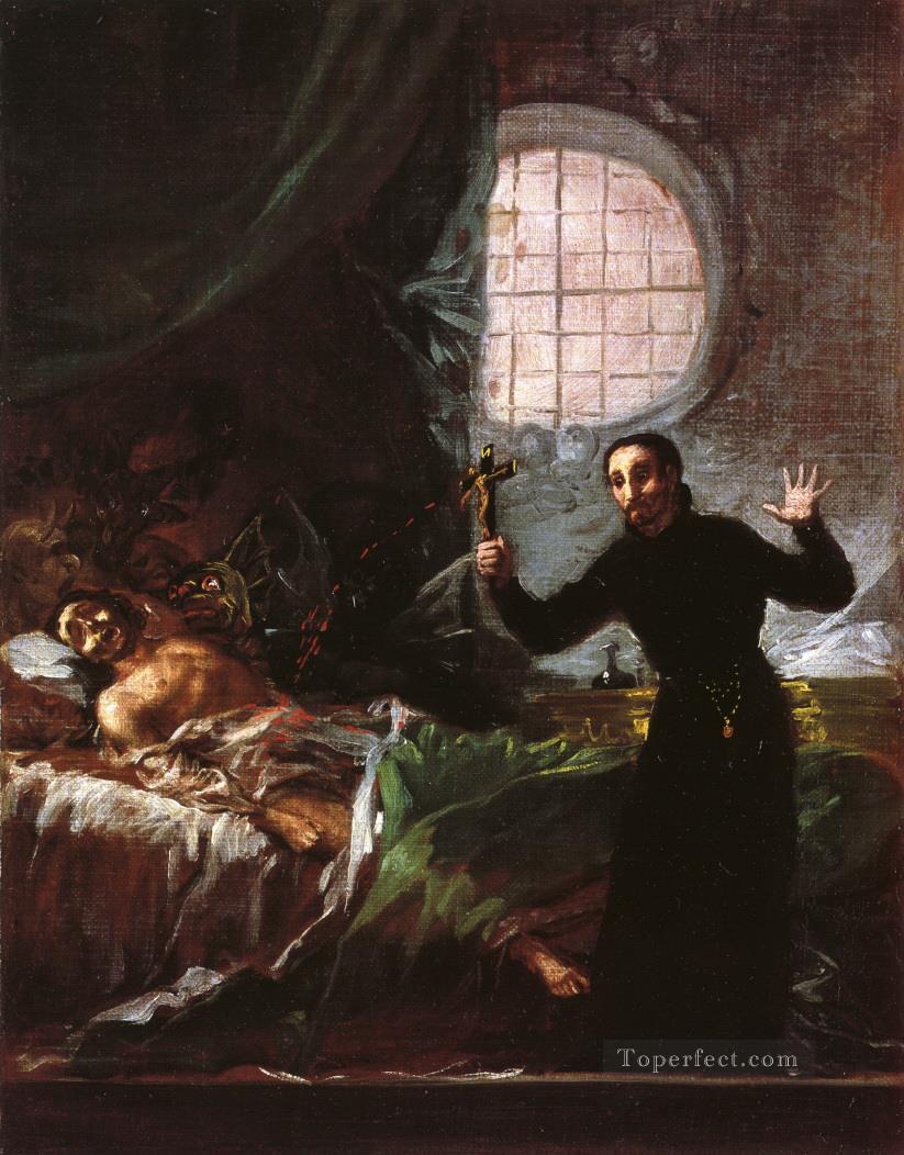 瀕死の悔い改めないフランシスコ・デ・ゴヤを助ける聖フランシスコ・ボルジア油絵
